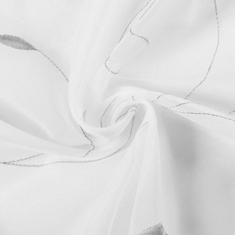 Rideau - - Tulle brodé - Gris - 60x140 cm - Translucide et élégant (1/5)