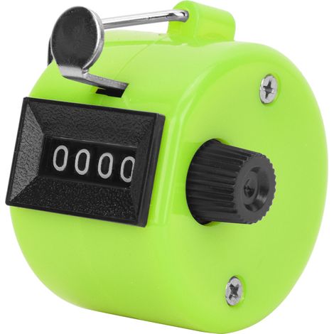 Compteur manuel à cliquet BERM, 4 chiffres, plastique robuste, bouton de remise à zéro, outil de comptage portable avec crochet, vert (1/5)