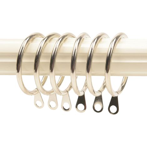 Set mit 20 silberfarbenen Metall-Gardinenringen, 38 mm Durchmesser, zur Befestigung an Gardinenstangen