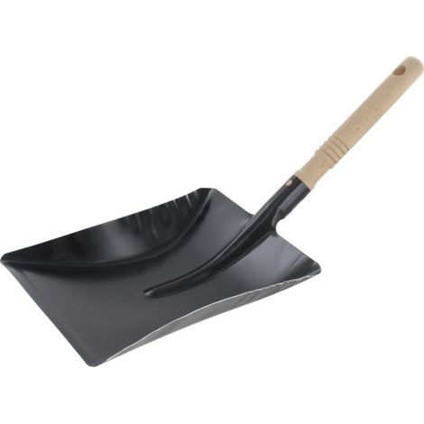 Pelle À Poussière - Tôle En Acier - Manche En Bois - 46 Cm De Longueur - 22 Cm De Largeur - Noir - 1 Pièce