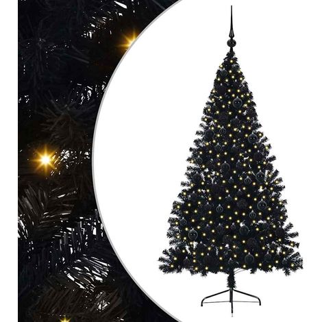 Albero di Natale artificiale con luci integrate Nero 180 cm PVC vidaXL