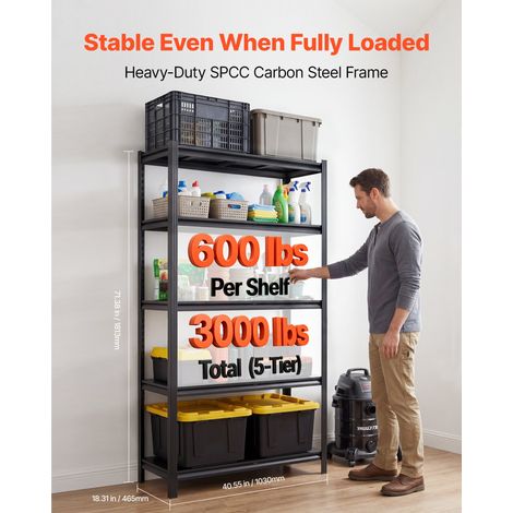 Étagère Rangement 5 Niveaux Réglables 1030x465x1813 mm Charge Lourde, Étagère Modulable, Capacité de Charge Totale 1360,8 kg, Rayon… (1/5)