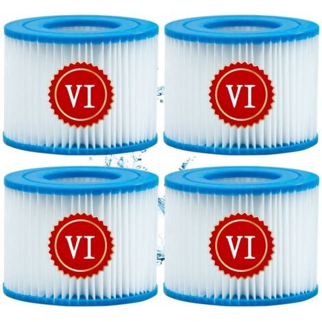 Cartouche defiltre Piscine Type VI, pour Bestway Type VI Pool Filter, Taille 6-58323 pour Filtre Spa pour bestway pour Lay-z-Spa Miami, Vegas, Monaco, pour Nettoyage Filtre Spa, 4Pcs (1/5)