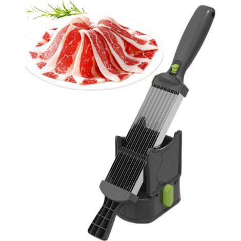 Trancheuse Manuelle Pour Viande Fraîche, Couteau En Acier Inoxydable, Épaisseur Réglable, Multifonction, Peut Couper Des Tranches De Viande, De La Viande Râpée, De La Viande En Dés (1/4)