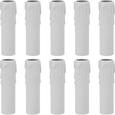 Lot de 10 manchons pour bougies de 10 cm (4 pouces), effet cire vintage, douilles blanches pour lustre (1/5)