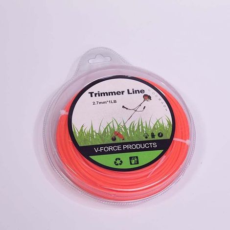 2.4mm x 100m Lawn Mower Line Spool, 2.4mm Reinforced Trimmer Line for Gardening and Weeding (2.4mm x 100m, Round, Orange) (1/5)