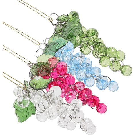 Lot de 4 Ornements Suspendus de Raisins Perlés Acryliques, Décorations Créatives Faciles à Accrocher, Réutilisables pour Décoration de Porte ou Arrière-Plan Photo (1/5)