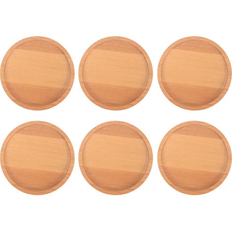 Sous-verres Bambou pour Pots — Diamètre extérieur 10.2 cm — Lot de 6 — Idéal pour protéger surfaces et recueillir l'eau drainage