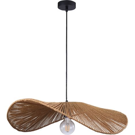 Suspension bohème Capri bambou beige Ø60 E27 Polux (1/3)