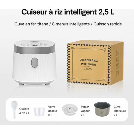 Mini cuiseur à riz électrique 2,5 L blanc cassé avec cuve titane basse teneur en sucre réf 1648 32 × 26,5 × 27 cm 2,4 kg – Livraison gratuite