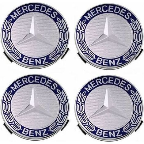 Enjoliveurs et jantes Cache-moyeu compatible avec Mercedes - Benz 75 mm - bleu, lot de 4 (1/2)