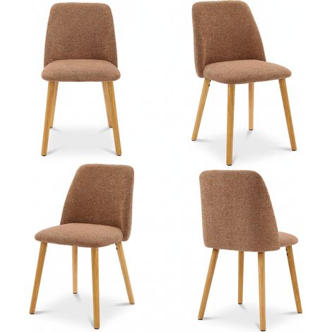 Goeurvant Sillas de Comedor Modernas Minimalistas con Tapizado Transpirable y Patas de Madera Maciza - Juego de 4 - Naranja
