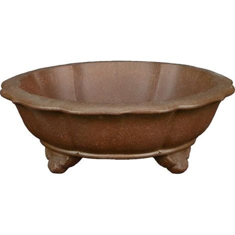 Vaso per bonsai rotondo (forma a fior di loto) in gres 9x9x2,5 cm - SM102