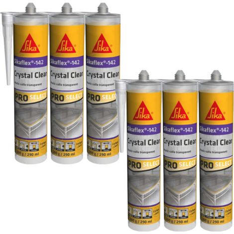 Lot de 6 colles mastic SIKA Sikaflex-142 Crystal clear - Transparent - 290 ml