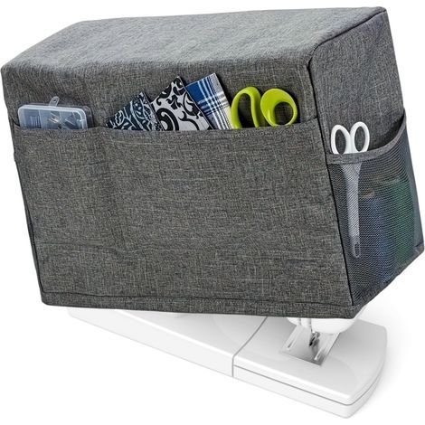 Funda para máquina de coser con bolsillos de almacenamiento, funda antipolvo, funda práctica para la mayoría de las máquinas de coser estándar, color gris. (1/5)