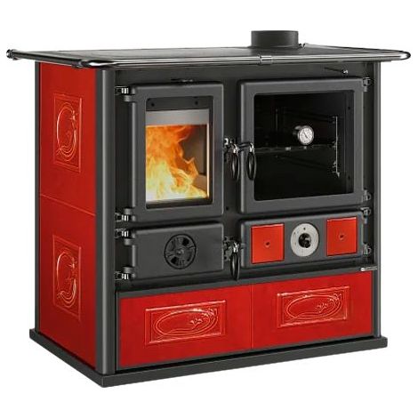 Nordica – Cuisinière à bois TermoRosa DSA 15,5 kW – Volume de chauffe 444 m³ – Rendement 79,9 % – Four 41 L – Bûches 33 cm (1/4)