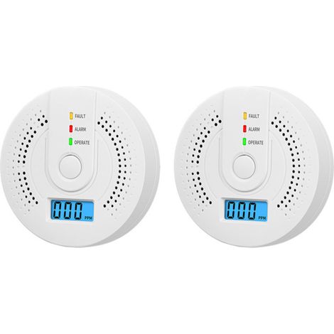 Kombinierte Kohlenmonoxid- und Rauchmelder mit Digitalanzeige, batteriebetrieben (2er-Pack)