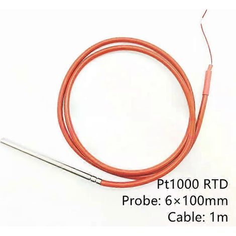 Wasserdichter PT100/PT1000-Temperatursensor (Thermoelement) -50-260 °C, Edelstahlsonde, hitzebeständig, 2-adrig, 1 m Silikonkabel (1/4)