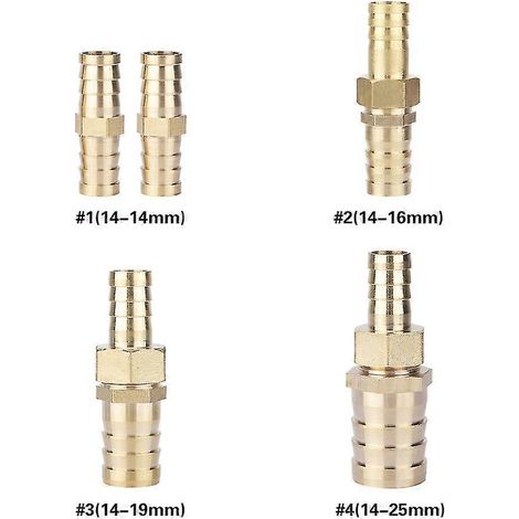 Raccord de tuyau en laiton 14 mm - Réducteur à queue cannelée en laiton 14/16/19/25 mm Connecteur de réduction [14-25 mm] (1/5)