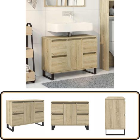 vidaXL Badschrank Sonoma-Eiche 80x33x60 cm Holzwerkstoff