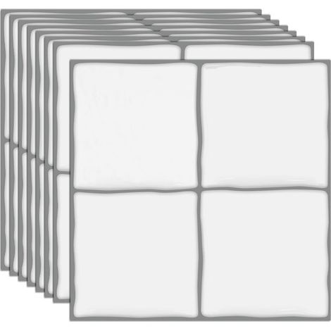 Lot de 10 stickers carrelage 3D - 15,25 x 15,25 cm - Carreaux adhésifs - Carrelage mural autocollant (1/5)