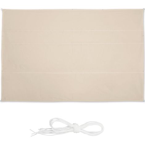 Toldo vela rectangular beige para patio, protección UV