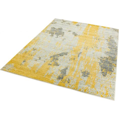 Nova Abstract Painterly NV18 Rug for Living Room Bedroom Modern Rug in Ochre Grey in Medium 120x170 cm (4'x5'6") (1/4)