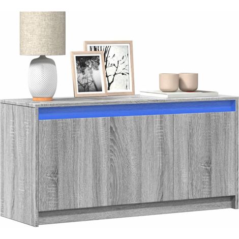 TV Cabinet with LED Grey Sonoma 100x34x50 cm Engineered Wood vidaXL (1/5)