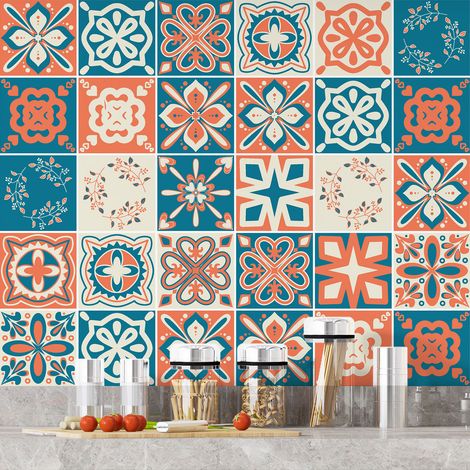Stickers carrelage - Motif carreaux de ciment - 36 Stickers 20x20 cm - Adhésif MAT (1/3)