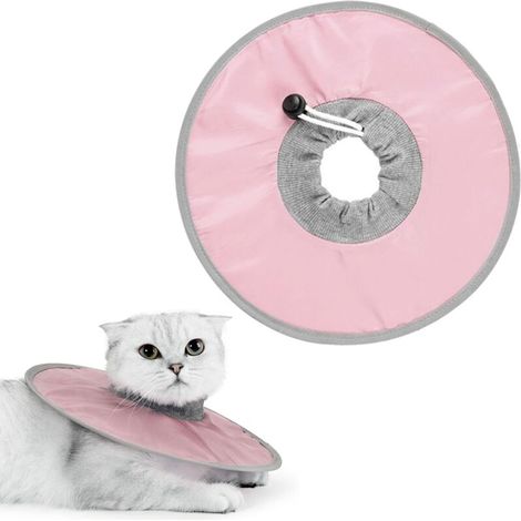 Collerette Chat Anti Lechage et Anti Grattage, Ajustable et Rose, Taille M, Pour Récupération des Chats et Petits Chiens (1/5)