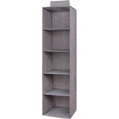 Bolsa organizadora colgante para armario, separador tipo cajón, soporte tipo percha, organizador colgante portátil (5 capas) (1/4)