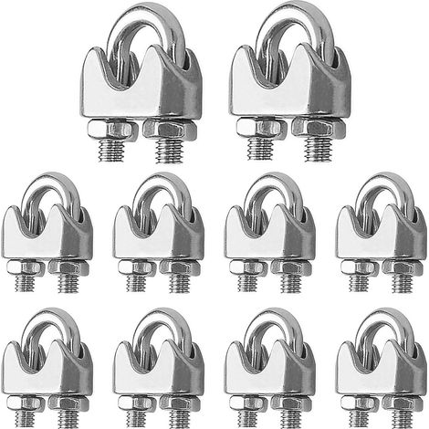 Pince Clip de Câble Métallique 10 Pcs Serre Cable Acier Inox 4mm U Boulon Clip de Câble Serre-Câbles Étrier M4 Attaches Pour Câbles Métalliques Selle de Pince de Serrage Pour Cable Inox Fils (1/5)