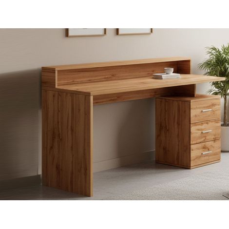 Dmora - Schreibtisch Svevo, Schreibtisch mit Platte, Mehrzweck-Büroschreibtisch, platzsparender Schreibtisch mit mehreren Positionen, 160x60h90 cm, Eiche, mit verstärkter Verpackung (1/5)