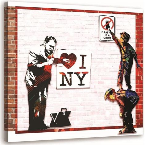 Tableau sur toile Banksy J'aime New York 40x40 (1/5)