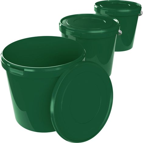 Seau avec couvercle 10 litres en vert - 3 pièces (1/5)