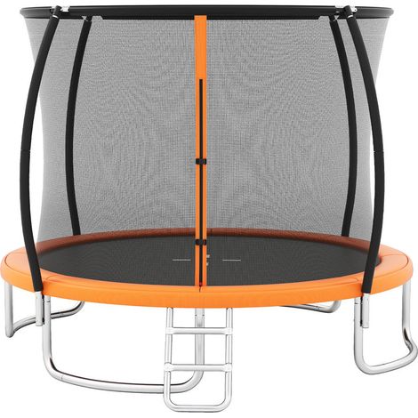 Acier galvanisé, trampoline extérieur 10FT avec filet de sécurité, échelle et coussin de protection pour jardin (1/5)