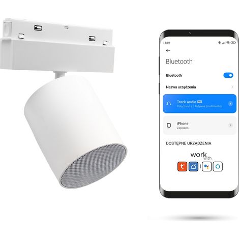 Haut-parleur Bluetooth pour rails magnétiques SMART TRACK 48VDC Blanc (1/5)