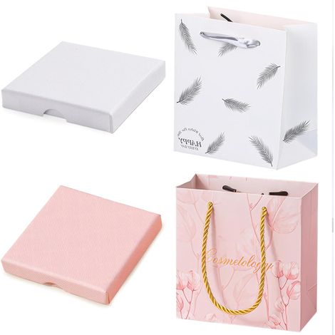 2 Boîtes Cadeaux en Papier + 2 Sacs Cadeaux, Boîte Cadeau Bijoux Petite Boîte à Bijoux Extensibles, Boîte Bijoux Cadeau Pour Bracelets, Boucles d'Oreilles, Colliers, Cadeaux de Bijoux (1/5)