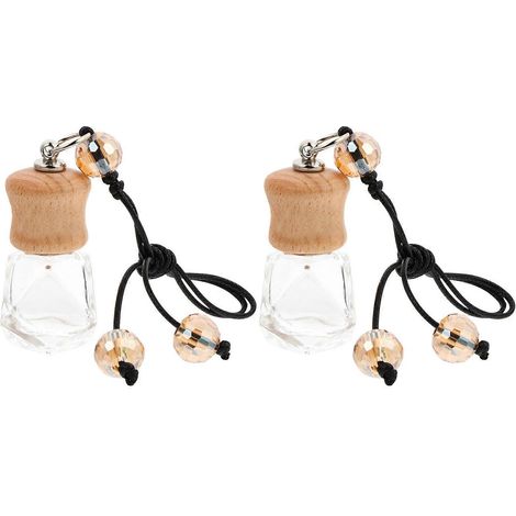 Lot de 2 pendentifs flacons de parfum de voiture raffinés pour l'aromathérapie-6X2.7CM-transparent
