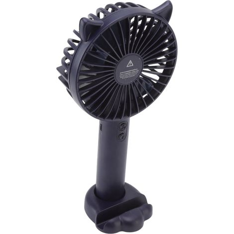 Ventilateur portable rechargeable USB, mignon, 3 vitesses, en ABS et PC, fonctionne sur piles, idéal pour les voyages, bleu foncé (1/5)