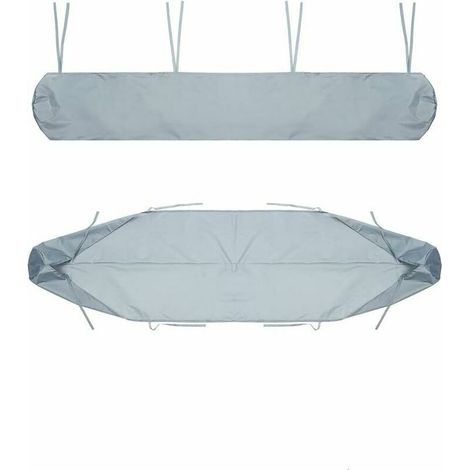 Un sac de protection gris de 3,5 mètres pour auvent, housse de rangement manuelle rétractable pour auvent, imperméable et anti-poussière, convient aux auvents de terrasse. (1/4)