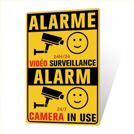 Alarme Video Surveillance en Aluminium, Panneau de Vidéosurveillance, Panneau Propriété Privée, pour Clôture, Portail, Porte de Garage (1/5)
