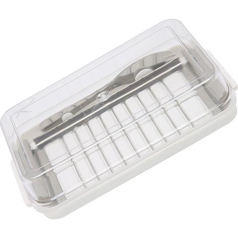 Boîte à beurre en acier inoxydable, récipient de rangement pour fromage avec couvercle transparent pour la cuisine, châssis blanc