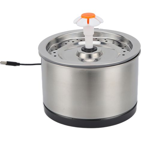 Runder Edelstahl-Wassernapf (2,5 Liter) mit 1,8 m langem USB-Kabel für Haustiere, geeignet für Katzen und Hunde (1/5)