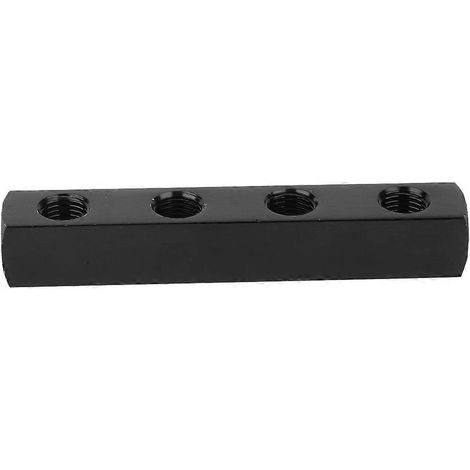 SUS304 Pneumatikschlauch-Verteilerblock-Splitter 1/4 Zoll BSPP-Gewinde Schwarz 4-Wege