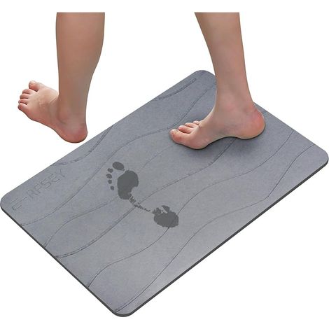 Diatomite Stone Tapis de Bain en Pierre, antidérapant, Super Absorbant, à séchage Rapide, Naturel, Facile à Nettoyer (Gris-3) (1/5)