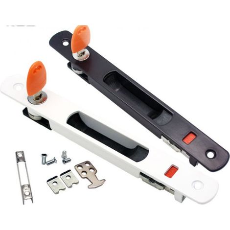 2 Pack Sliding Door Lock, Glass Sliding Door Handles, Flush Mount, Keyed, Invisible Handle, Black+White (1/4)