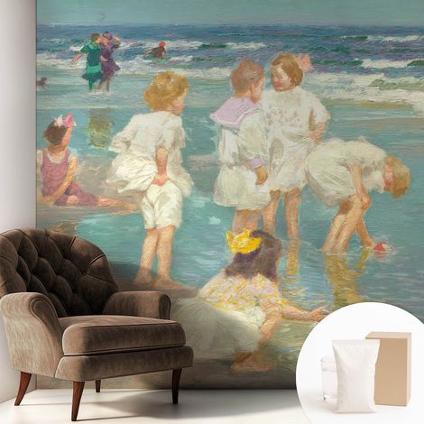 Fototapete Tapete Vliestapete mit Kleber - Wandtattoo - leicht anzubringen - Wandverkleidung Kindheit am Strand 250x250 cm (1/5)