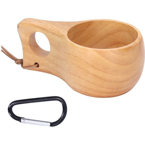 Tasse En Bois 200ml Avec Boucle De Suspension - Gobelet Portable Pour Café Et Lait - Usage Domestique Et Extérieur - Lot De 1 (1/5)