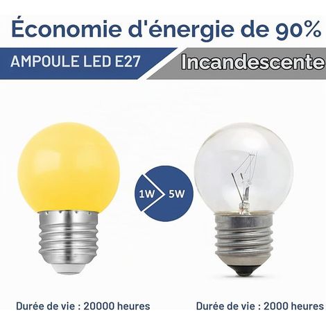 Ampoules Couleur LED E27 G45 Mini Globe Rouge Vert Bleu Orange Jaune Mariages Halloween Noël (1/3)